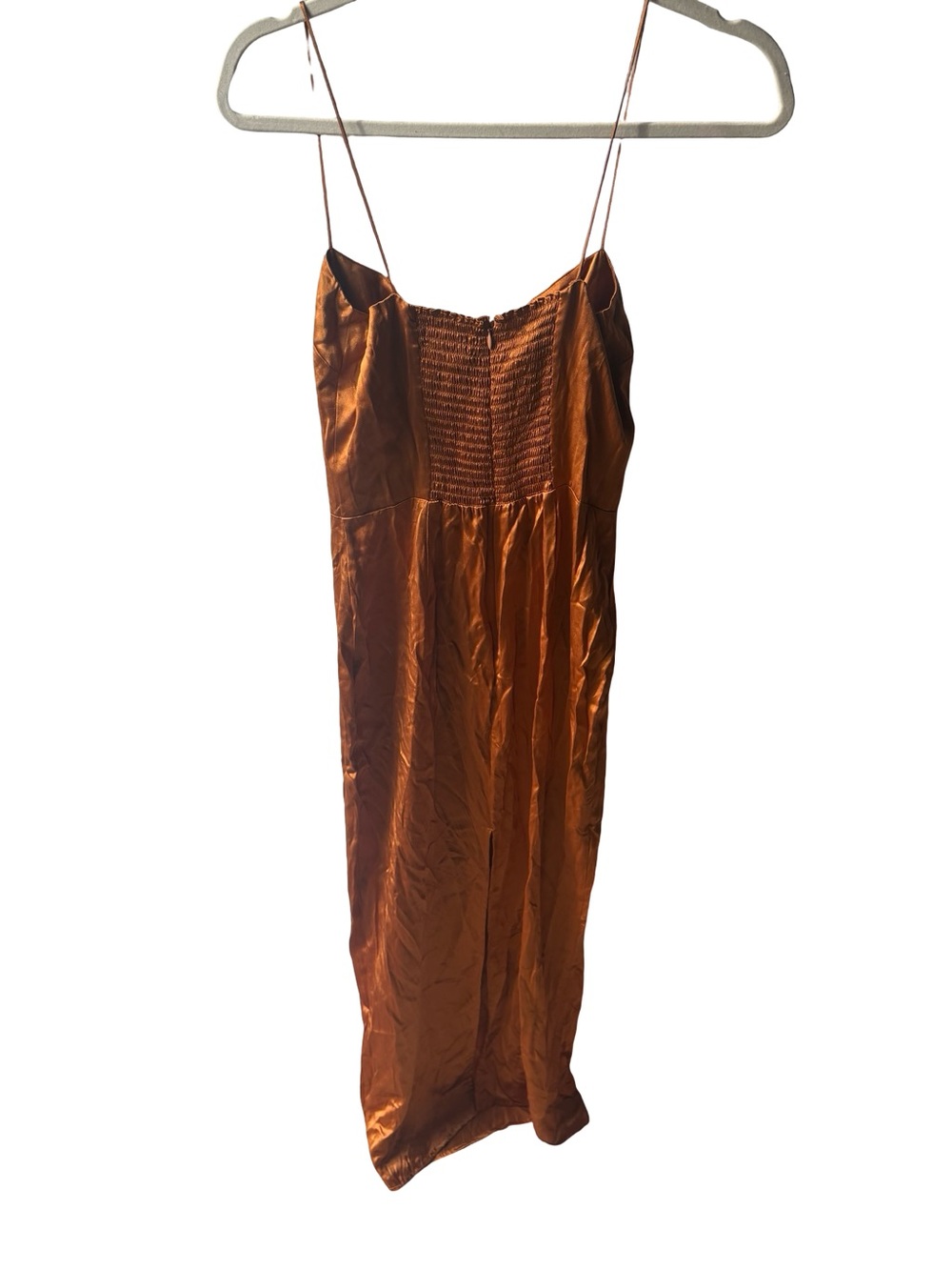 Reformation Frankie Slip Dress Silk  Square-Neck Slip Dress in Caramel - Picture 9 of 9